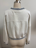 Pink Rose White Sweatshirt, M
