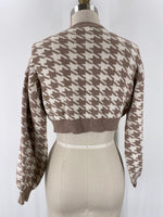 Altar'd State Brown Houndstooth Cropped Sweater, M