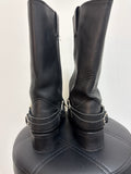 Frye Black Leather Belted Harness Boots, 9