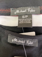 Michael Tyler 2pc Black Stripe Jacket + Top, S