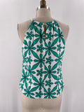 Skies Are Blue Green/White Top, S
