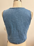 New Missguided Denim Tie Front Top, S