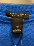 New Investments Blue Wool/Cashmere Sweater, S Petite