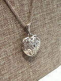 Sterling Silver Filigree Puffy Heart Necklace, 24"