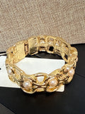 Gold & Faux Pearl Hinge Bracelet