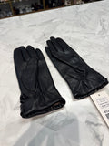 Genuine Lambskin Leather Black Gloves, 7.5