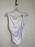 Klassy Network White Built In Bra One Shoulder Brami Top, S