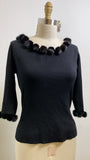 Tina Hagen Black Fur Trim Top, M