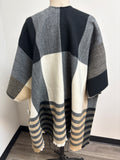 New Retail $139 Echo Black Plaid Sweater, One Size