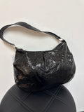 Hobo Black Leather Shoulder Bag, 14"x9"