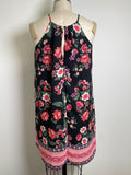 Pink Rose Black Dress, S