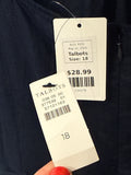 New Talbots Navy 100% Linen 27" Inseam Belted Jumpsuit, 18