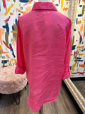 Magaschoni Pink 100% Linen Top, M