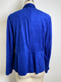 Alfred Dunner Blue Open Front Faux Suede Jacket, S