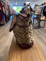 Coach Burgundy Trim Park Signature North/South Tote, 16"x13.75"