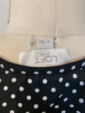 Loft Black Polka Dot Top, M