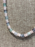 Flourite Rose & Clear Quartz Necklace, 16"
