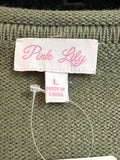 Pink Lily Green Sweater, L