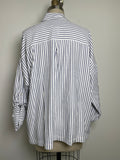 Max Studio White/Blue Stripe Top, 1X
