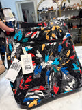 New Vera Bradley Black Splash Floral Mailbag, 11"x11"