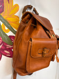 Gucci Brown Leather Bamboo Backpack, 12"x12"
