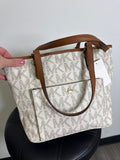 Michael Kors Jet Set Signature Logo Vanilla Acorn Small Tote Bag, 13"x9"