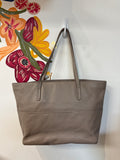 Antonio Melani Taupe Leather Shoulder Bag, 19"x11.5"