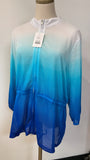 Chico's Sheer Weekends Ombre Blue Jacket, L