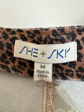 New She + Sky Animal Print Denim Vest, M
