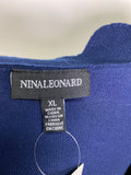 Nina Leonard Blue Cardigan, XL