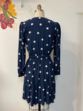 Loft Blue Polka Dot Dress, S Petite