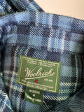 Woolrich Blue Plaid Wool Blend Snap Front Top, M