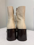 Sam Edelman Cream Leather Winnie Block-Heel Booties, 8.5