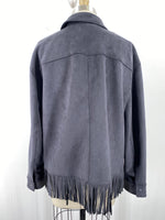 Canyon Retreat Gray Snap Front Fringe Jacket, L