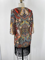 See You Monday Black Fringe Kimono, XS