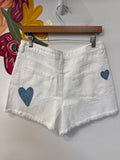 Blank NYC White Denim Heart Print Shorts, 30 (10)
