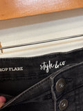 Style & Co Black Button Fly Crop Flare 26" Inseam Jeans, 6