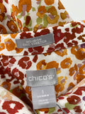New Chico's Button Back Tunic Cactus Blossom Top, M (retail $99)