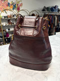 Marino Orlandi Brown Leather Drawstring Bucket Bag, 13"x12"