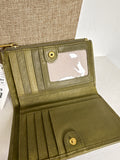 Margot Green Leather Wallet, 6"x4"