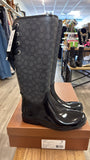 Coach Black Tristee Logo Lace-Up Rain Boots, 10