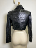 Forever 21 Black Faux Leather Cropped Fringe Jacket, XS