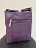 New Genuine Leather Purple Crossbody Bag, 8.5"x10"