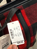 New Christopher & Banks Red/Black Plaid Tote Bag, 19"x13"