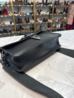 Christina Christi Black Leather Crossbody Bag, 10"x7.5"