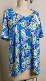New Chico's Shell Print Poolside Blue Top, M