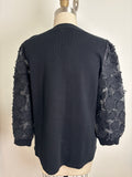 New Chico's Black Floral Sleeve Top, L (retail $89)