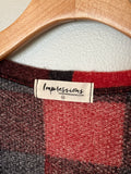 Impressions Black/Red Plaid Cardigan, 1X
