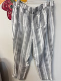 Per Se White/Black 25" Inseam Pants, L Petite
