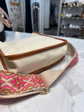 Ahdorned Cream Crossbody Bag, 8.5"x8"